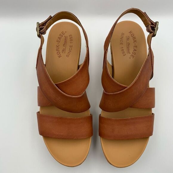Kork-Ease Ashcroft Leather Wedge Sandal Etiope Brown Size 9 - Picture 3 of 12